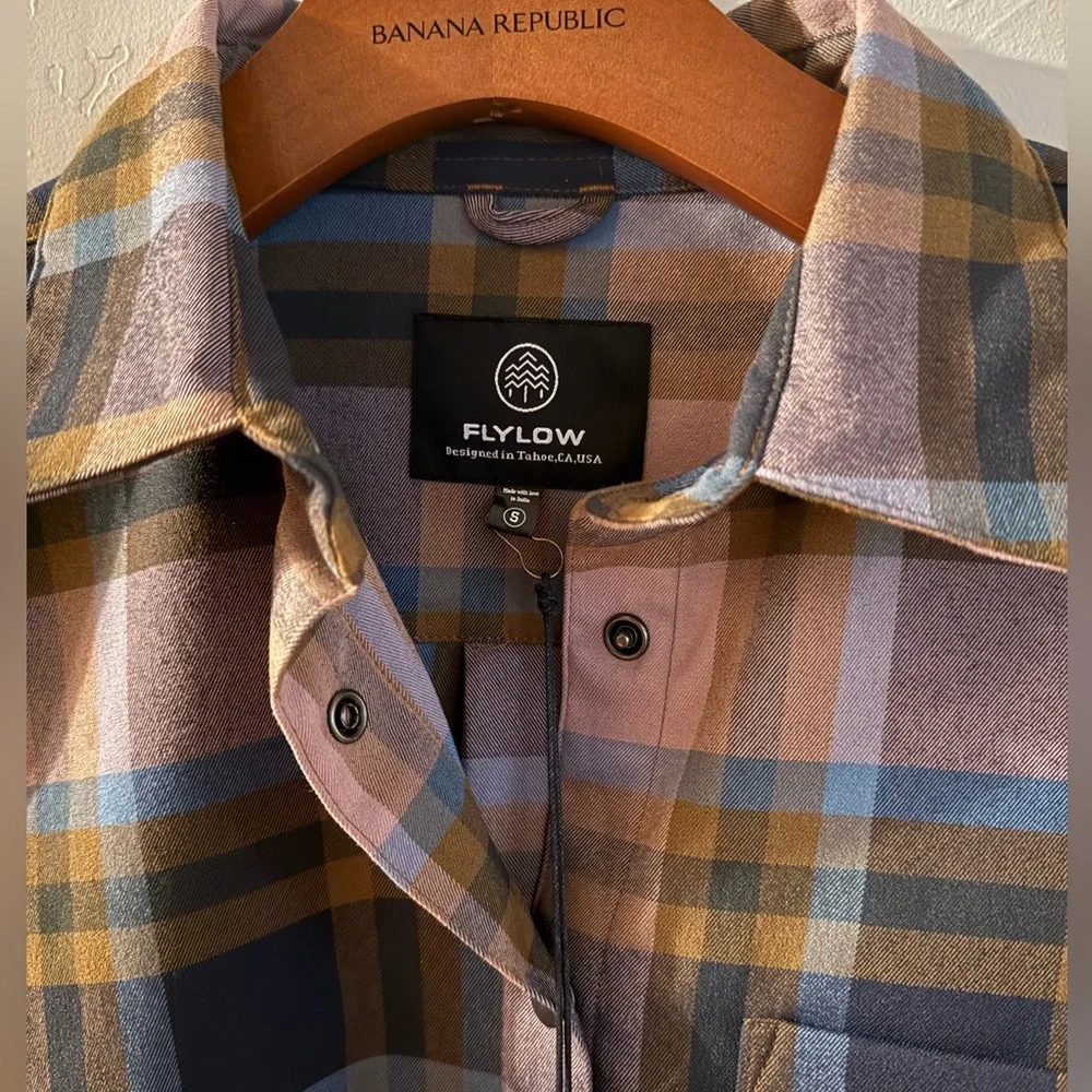 FlyLow Brigitte Tech Flannel-Plaid Button Down Shirt - Pink, Blue, and Yellow - Picture 2 of 4